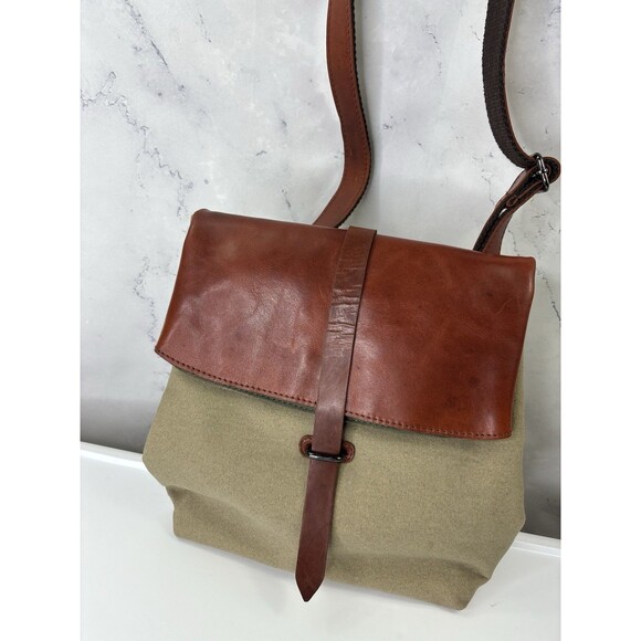 DUDU Vera Pelle Leather Canvas Crossbody Messenger Bag Postman Handbag Brown - Picture 16 of 16